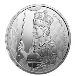 Stříbrná mince 5 Oz Královna Alžběta II. Korunovace 2022 Proof