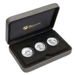 Sada stříbrných mincí 3 x 1 Oz Australian High Relief Proof 2017