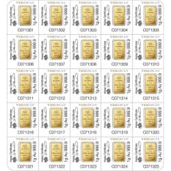 Zlatý slitek 25 x 1 g PAMP Multigram
