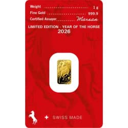 Zlatý slitek 1 g Argor Heraeus Lunar Series III Year of the Horse 2026