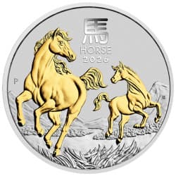 Stříbrná mince 1 Oz Lunar Series III Year of the Horse 2026 Zlaceno
