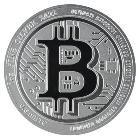 Stříbrná mince 1 Oz Bitcoin 2022
