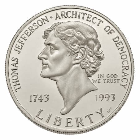Stříbrná mince 1 Dollar Birth of Thomas Jefferson - 1993 Proof